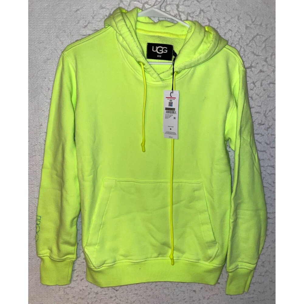 UGG women's XS Tatiana Hoodie Sweatshirt Fleece Logo Pocket Neon Yellow NWT
